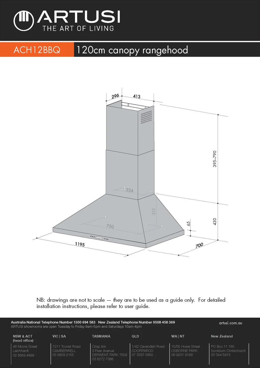 Artusi 120cm Canopy Outdoor BBQ Rangehood - Image 3