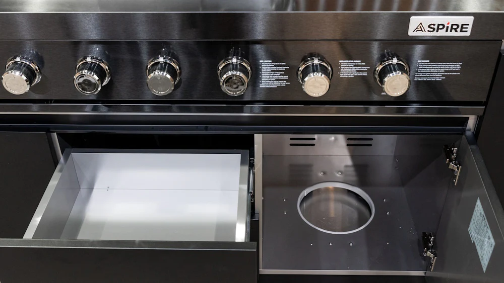 Aspire 6 Burner BBQ Outdoor Modular Kitchen with Sink, Single Fridge & Cabinet - Image 12