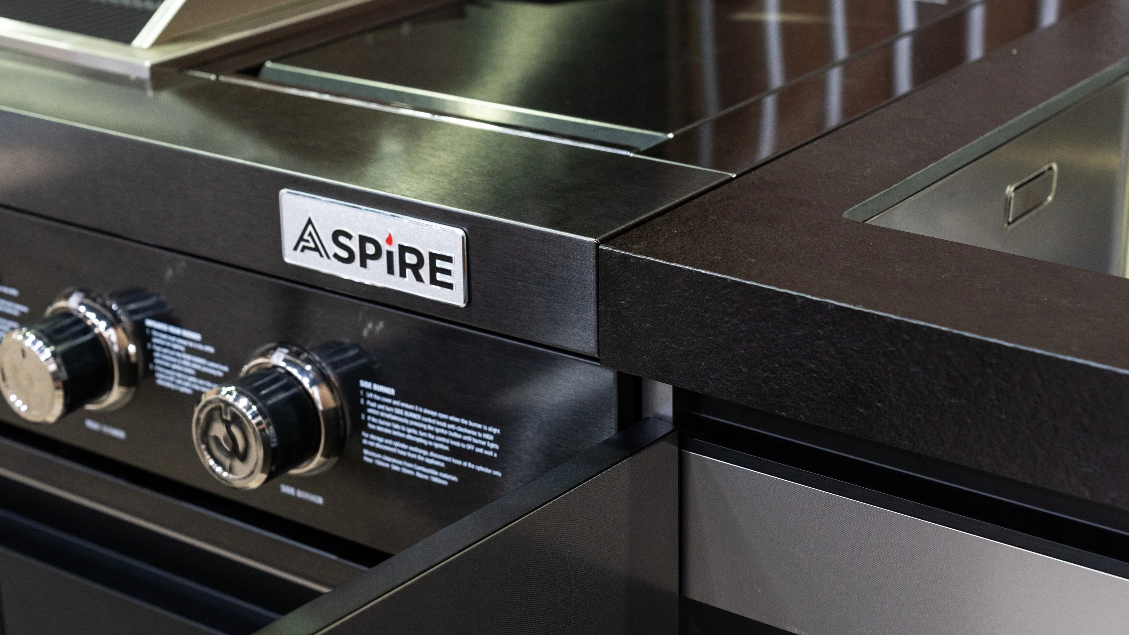 Aspire 6 Burner BBQ Outdoor Modular Kitchen with Sink, Single Fridge & Cabinet - Image 17