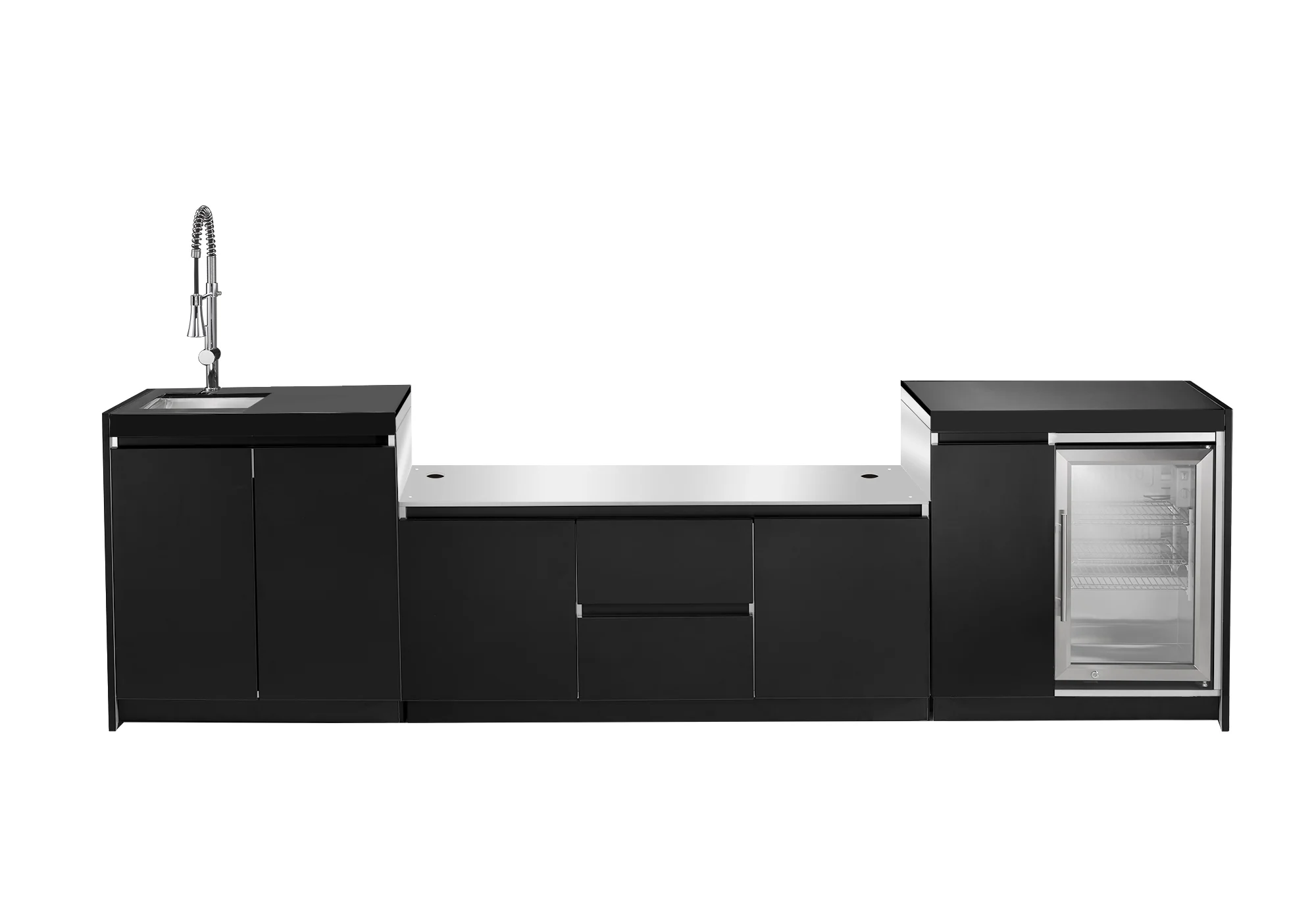 Aspire 6 Burner BBQ Outdoor Modular Kitchen with Sink, Single Fridge & Cabinet - Image 4