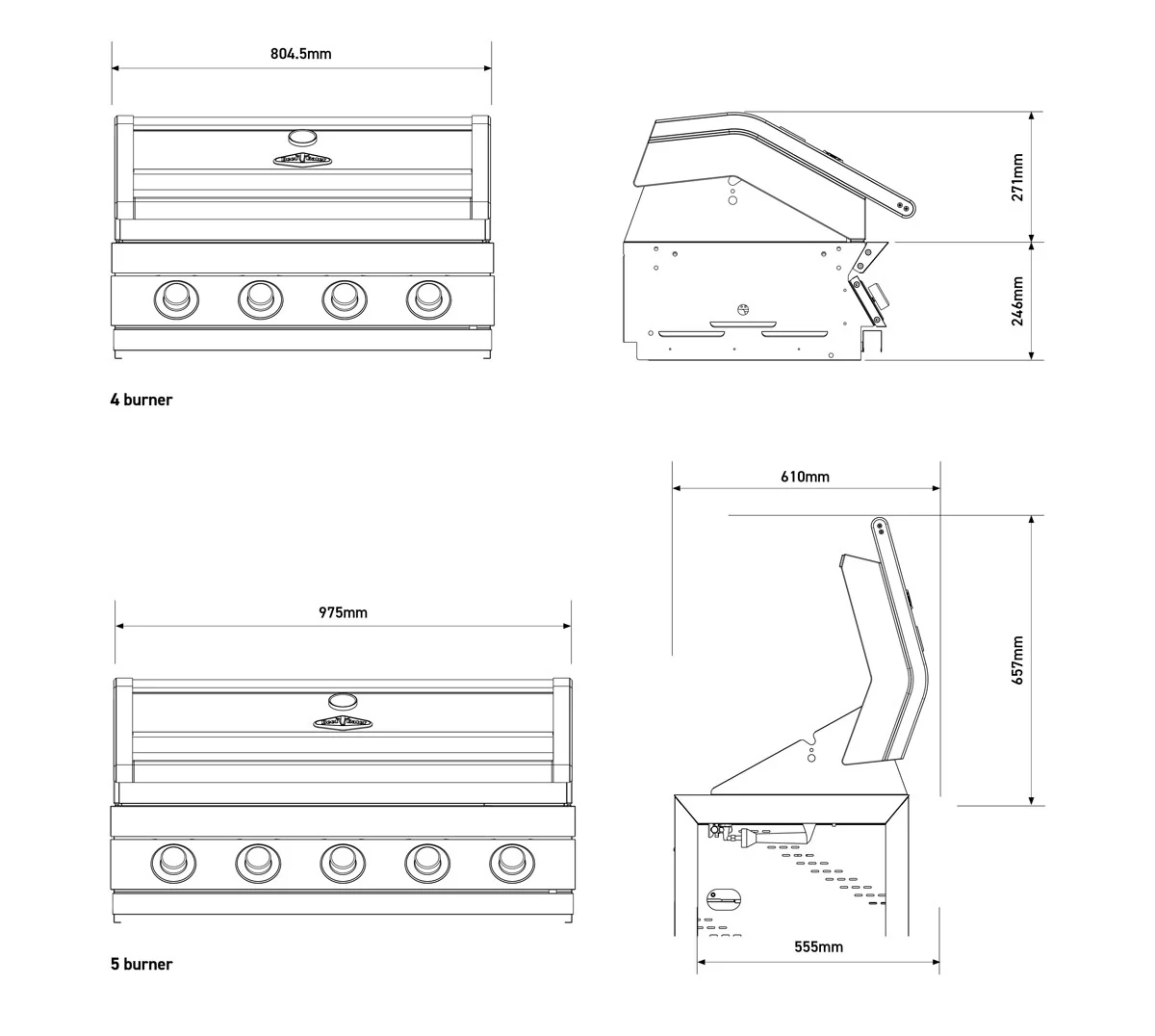 Beefeater 1600 Series Stainless Steel 5 Burner Built-In BBQ - Image 5