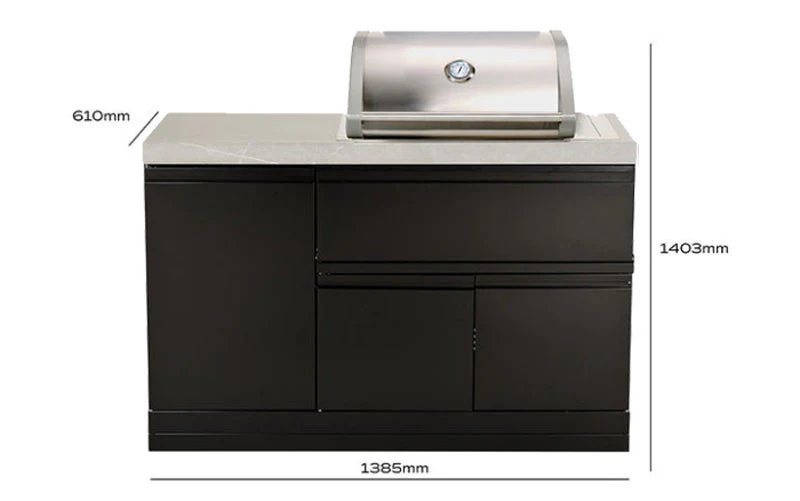 Crossray Mini Outdoor Kitchen with 2 Burner Gas BBQ with 208L Double Fridge - Image 9