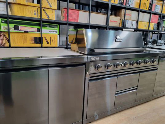 Gasmate Nova MK2 Graphite Outdoor Kitchen with Drawers, Sink, BBQ, Single Door Fridge + Top and Storage - Image 28