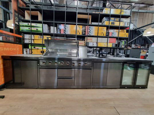 Gasmate Nova MK2 Graphite Outdoor Kitchen with Drawers, Sink, BBQ, Single Door Fridge + Top and Storage - Image 30