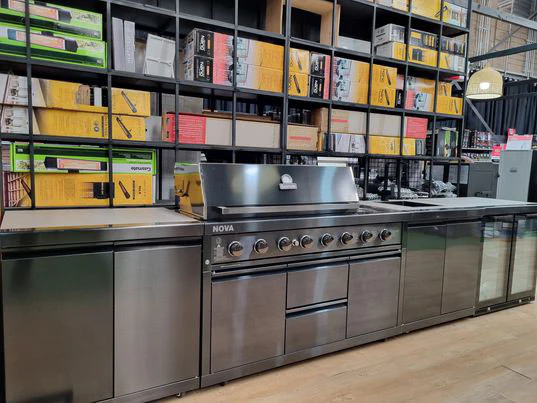 Gasmate Nova MK2 Graphite Outdoor Kitchen with Storage, Double Door Fridge + Top, BBQ, Sink and Drawers - Image 35